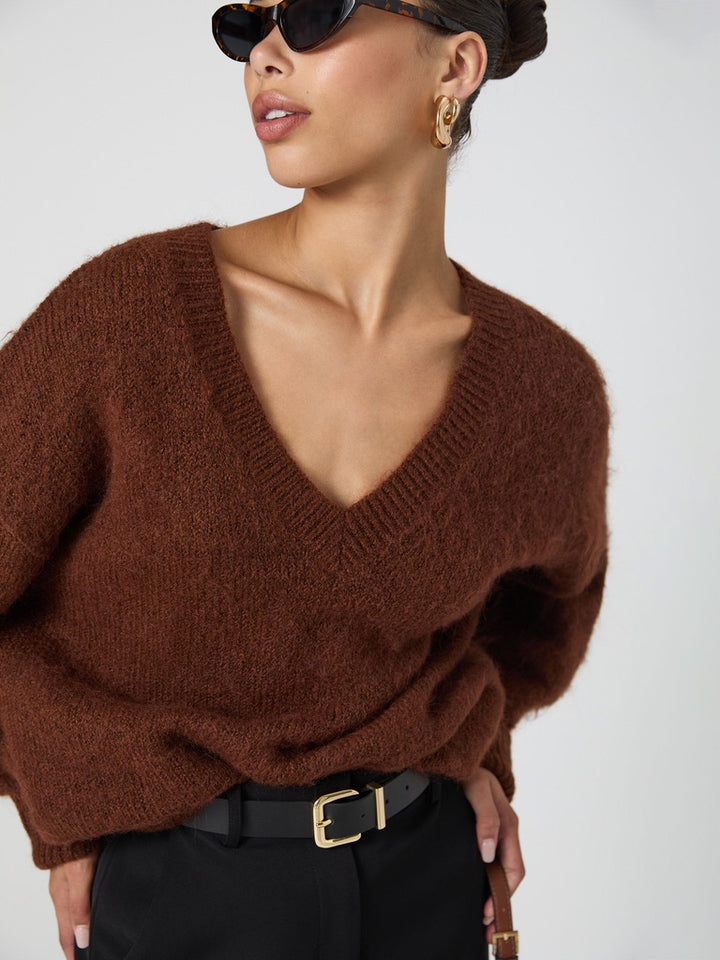 Fluffy V-neck Sweater