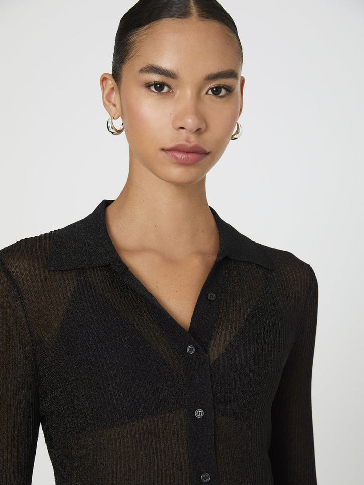 Sloan Lurex Collared Top