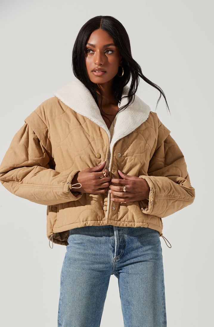 Nadine Quilted Faux Shearling Jacket