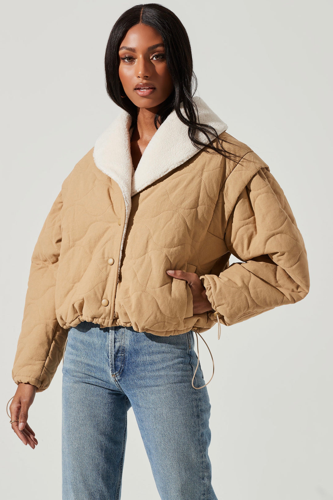 Nadine Quilted Faux Shearling Jacket